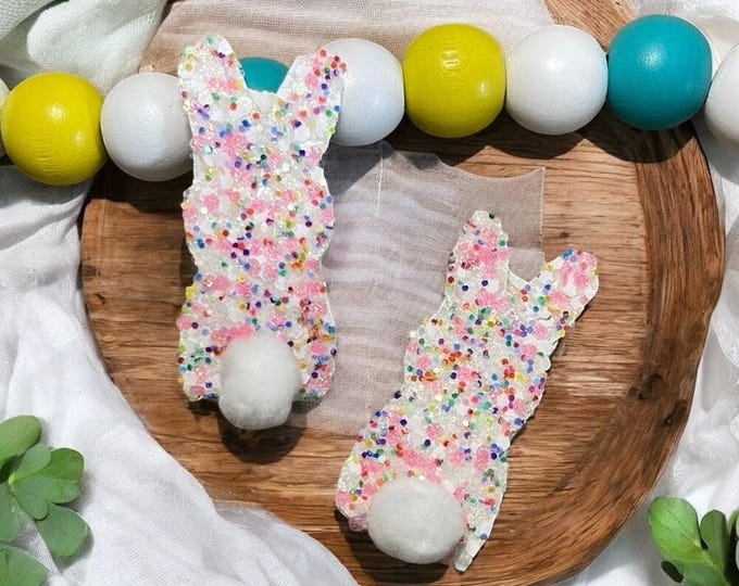 Hand-Crafted Pastel Bunny Faux Leather Hair Clips – Easter Snap Clips