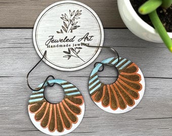 Hand-Painted Golden Showgirl Wood Earrings - Concert Ready