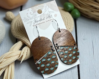Hand-Painted Modern Geometric Wood Earrings