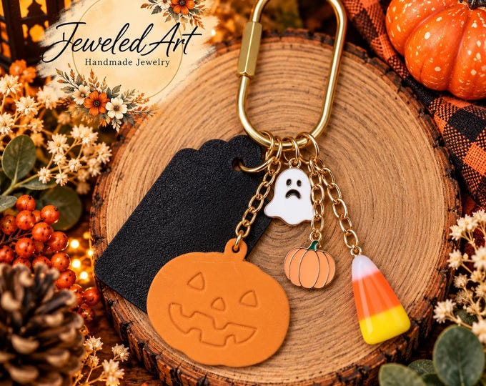 Halloween Pumpkin Purse Charm – Ghost & Candy Corn Bag Charm
