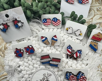 Patriotic Stud Earrings - 8 Styles