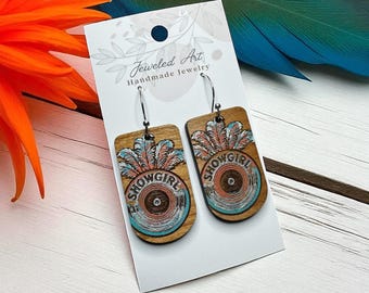 Pre Order Hand-Painted Showgirl Inspired Feather Earrings – Concert Ready