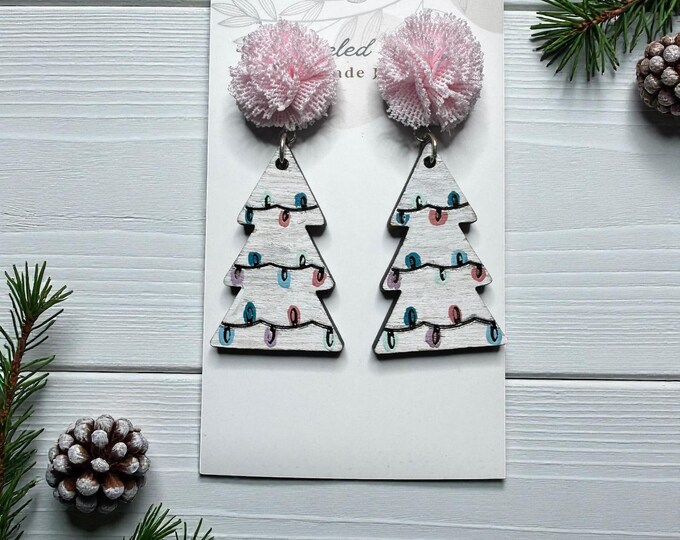 Hand-Painted Pastel Light String Tree Earrings – Jeweled Art Handmade