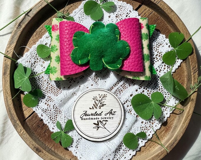 Hand-Crafted St. Patrick’sDay Faux Leather Hair Bow