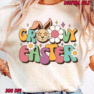 Retro Groovy Easter Sublimation Design, Happy Easter Day PNG, Easter Day Sublimation, Instant Dowload