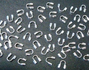 Wire Protectors WHITE GOLD plated crimping loop protects flex wire 5mm 50pcs FPC092B