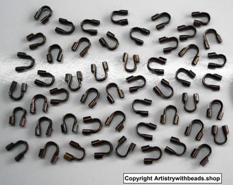 Wire Protectors Antique COPPER plated crimping loop protects flex wire 5mm 50pcs FPC093B