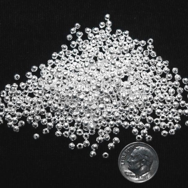 Sterling Silver plated 3mm seamed smooth round spacer beads 500 pc lot FPB202C