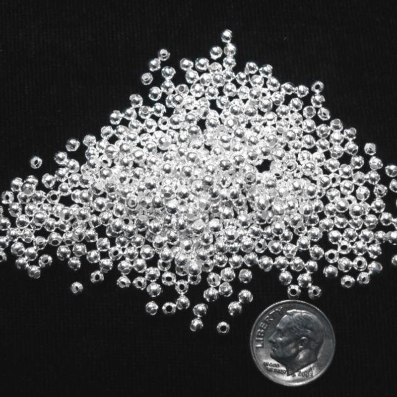 thumbnail image 2 of 500 X 2.5mm 925 Sterling Silver Seamless Round Beads – High Polished Spacers – Italy 2 of 4