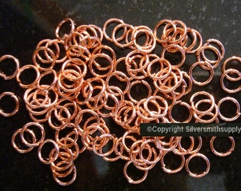Dark Rose gold plated open jump rings 7mm diameter round wire 20 ga 100 pcs fpj084