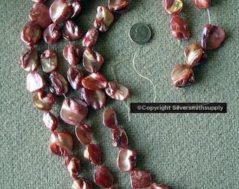 3 (THREE) Strands Dark Cherry dyed baroque Mabe mother of pearl shell nugget beads BS017B