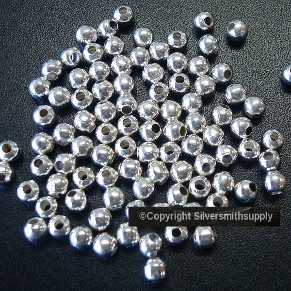 100 Sterling Silver plated 4mm (approximately) spacer beads silver over metal 1.5mm hole FPB032