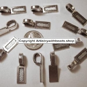 12 Ant Silver Plt 26mm glue on bails for necklaces jewelry pendants charms GPB008