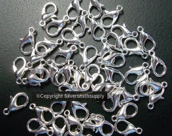 Zapięcia typu szczypce homara 50 posrebrzane 12 mm Zapięcia jubilerskie z cynku FPC190