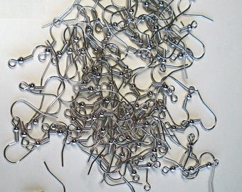 Alambre para pendientes de gancho de pez con bola de espiral chapada en oro blanco 100 con bucle abierto FPH005B
