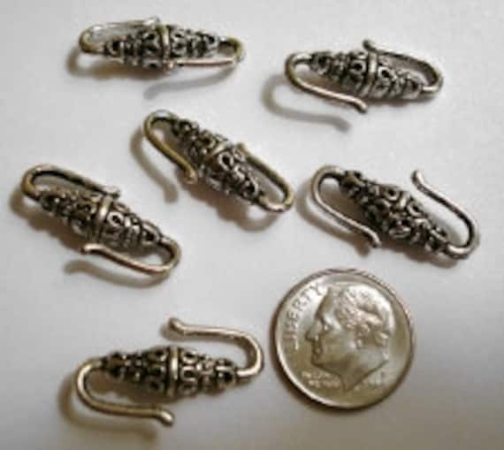 Six Jewelry clasps Silver Plated Bali Style S Hook Clasp Findings  FPC133