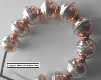Ten handmade 6mm seamed spacer beads 99% copper round filler beads FPS130