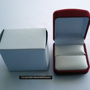 Rot Samt Ring Geschenkbox 2 &quot;Rot Schmuckschatulle Weiß Satin gefüttert Box Klappgeschenkbox JD067