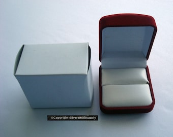 Red Velvet Ring Gift Box 2" Red Jewelry Box White Satin Lined Box Hinged Gift Box JD067