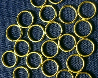 24/100/500 Gold plated SPLIT RINGS 7mm dia. round wire 20 ga  FPC003