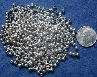 500 White Gold plated metal 3mm smooth round spacer filler jewelry making beads FPB185B