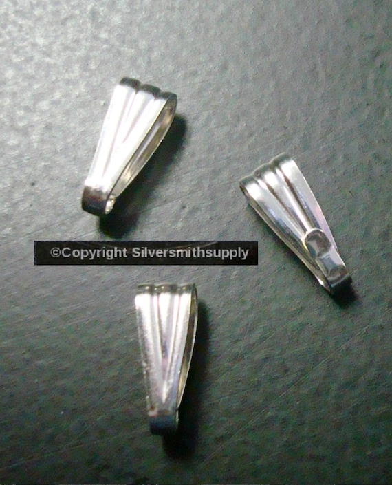 3 Large Sterling Silver Pendant Bails Snap On 10x4x3mm Ssc017 - Large Sterling Silver Pendant Bails