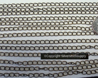 12' Antique bronze plated bulk twist cable link 5.5mm necklace extenders CH097B