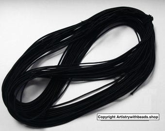 1mm Nylon Coated Round Elastic Cord Stretch Beading Mala String Black 75 feet M028