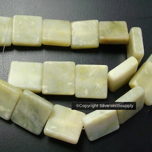 New Jade 16&quot; (Serpentine) 11/16&quot; flat square beads apprx 20pcs 18x18x5mm BS020