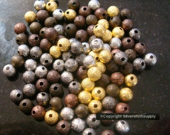 Stardust 6mm round beads 100+- 4 assorted colors jewelry spacer beads fpb203