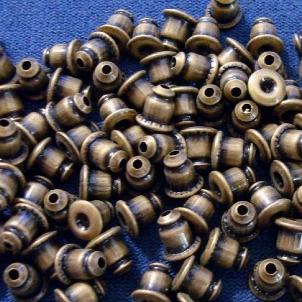 100 earring backs bullet clutches strong no tip antique bronze plated fpe166