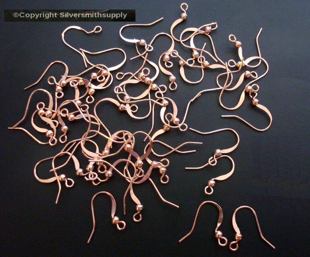 50 Fish Hook Earring Wires Comfort Taper Medium Rose Gold Plated Dangle