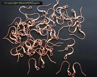 50 Fish hook earring wires comfort taper Medium Rose Gold Plated dangle open loop fpe182