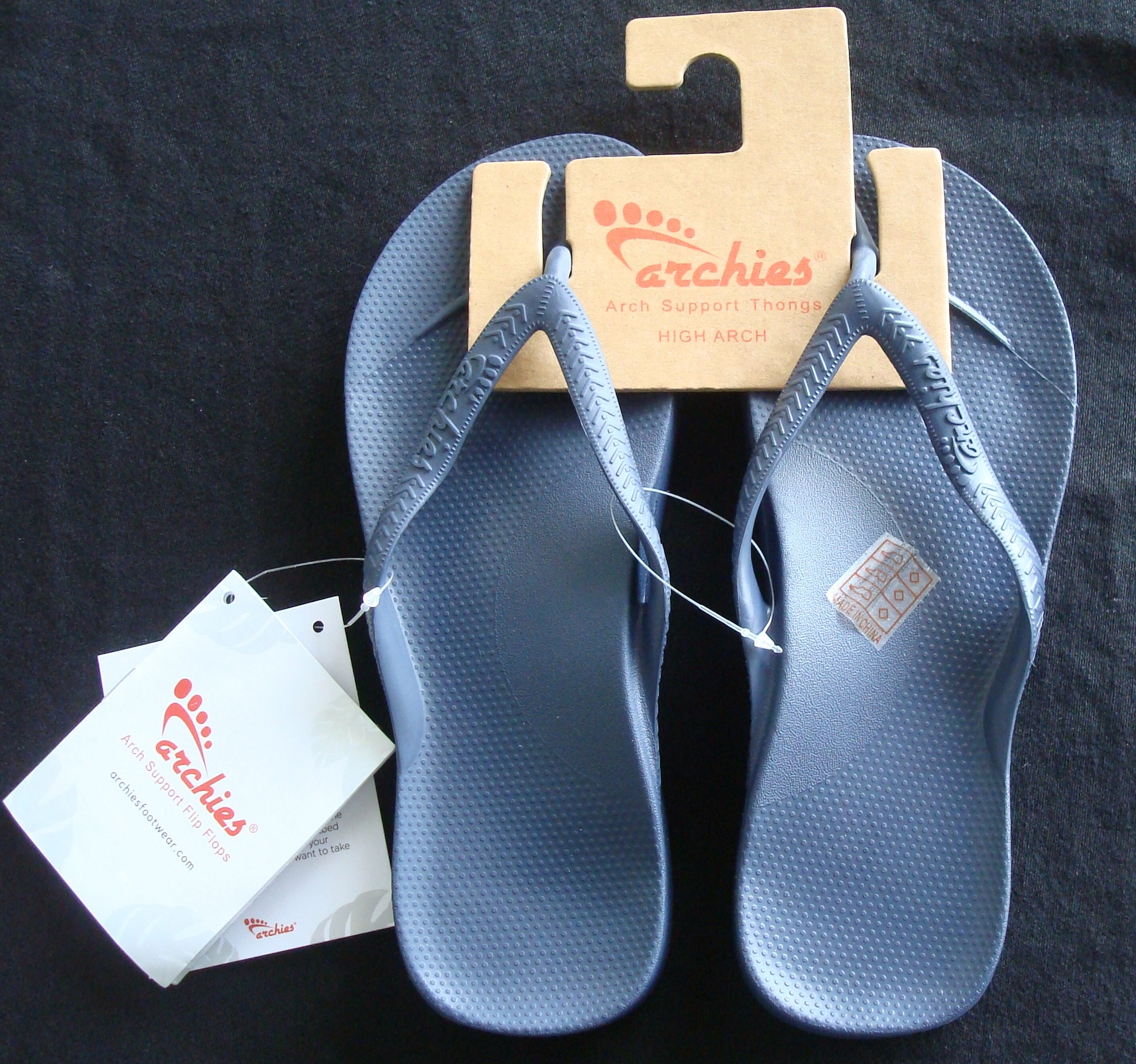 Archies - Arch Support Thongs (BLACK) - Holistic Foot Clinic