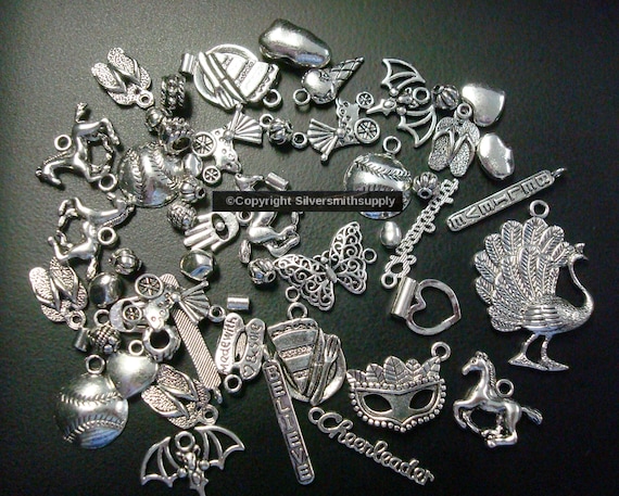 Charms Beads Pendants Silver Pl Zinc Jewelry Findings 50 Gram