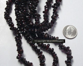 34" Garnet nugget natural stone baroque pebble beads small to medium size BS405 