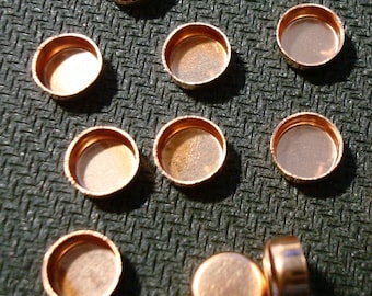 Bezel cups copper 6mm round machine made smooth edge 10 bezel cups BC015