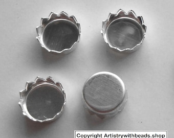 6mm ROUND Sterling silver serrated edge machine made 4 Bezel Cups BC006S