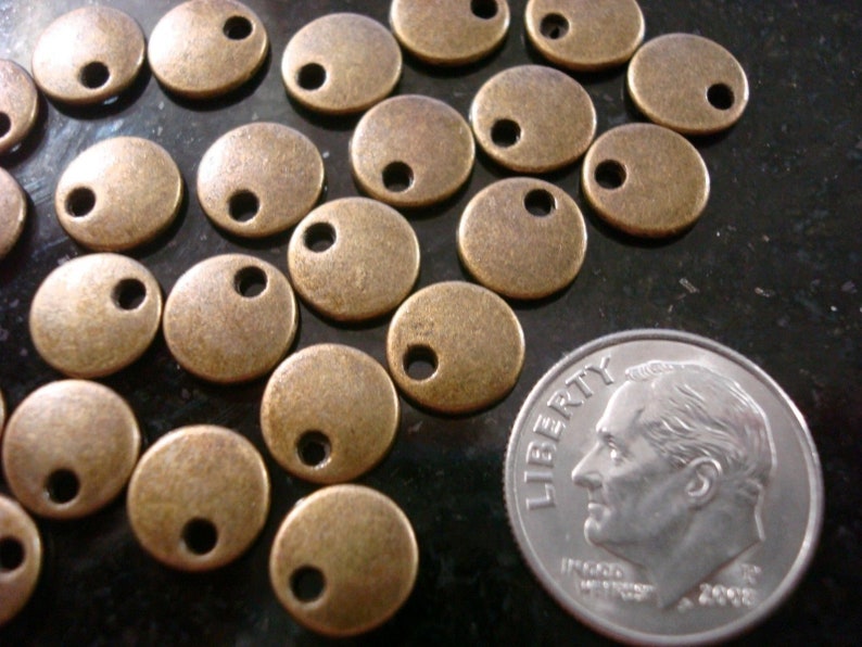 2 25 Jewelry signature tags disc 8mm rnd antique bronze plated sign jewelry blank disks cfp046