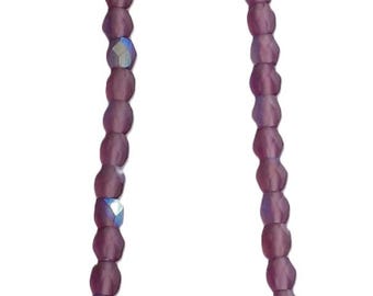 Czech Fire Polish 4mm Glass Beads 50+ AMETHYST Matte AB GBS084