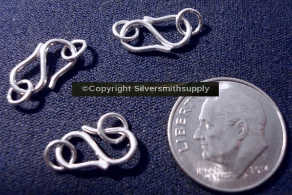 Sterling Silver S Hook Clasp Sets, 18 Gauge 1mm Round Wire 20mm