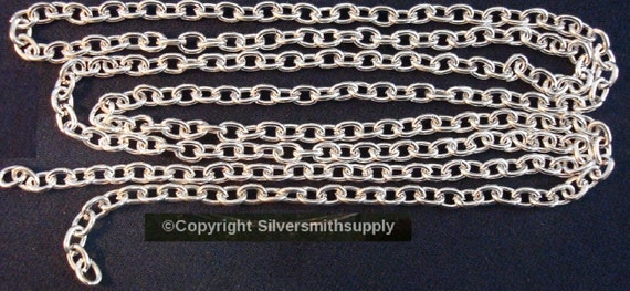 6 ft Silver plated smooth link 7x4mm bulk large cable link necklace chain ch114 
