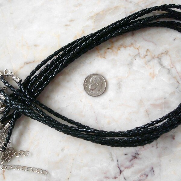 thumbnail image 2 of CMJ London Men's Braided Leather Necklace - Sterling Silver Trigger Clasp (Choose Your Color) 2 of 3