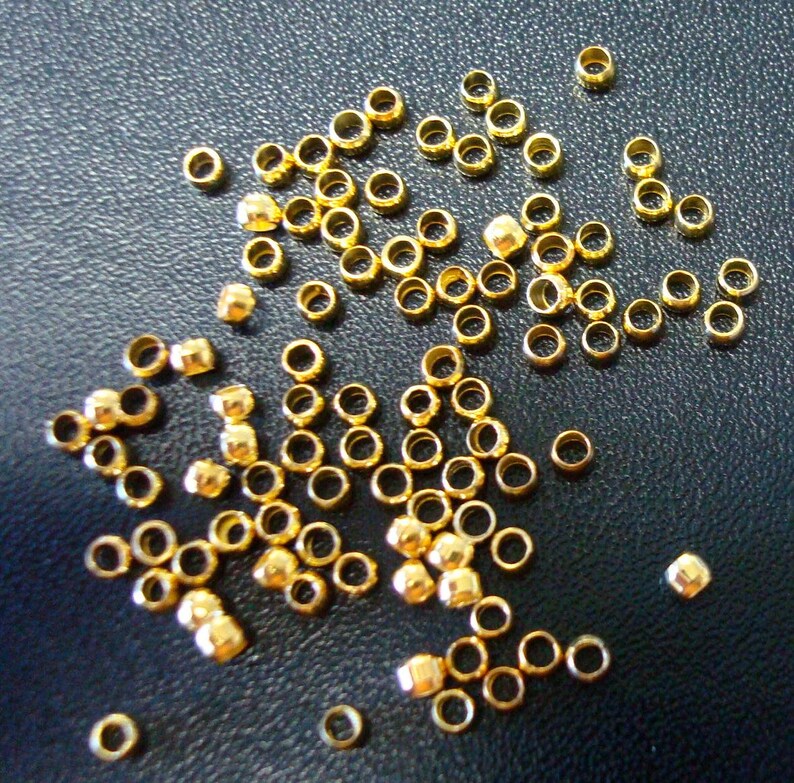 20/100/500 Crimps Gold Plated 2x1mm Round Crimp Beads Bead Etsy