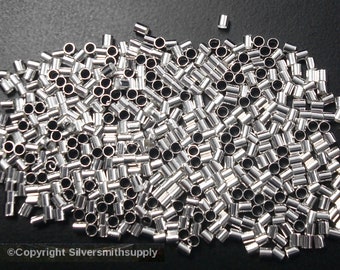 LRG 500 Crimps Sterling silver plated 2.5X2.5mm tube crimp beads attach clasps fps162c