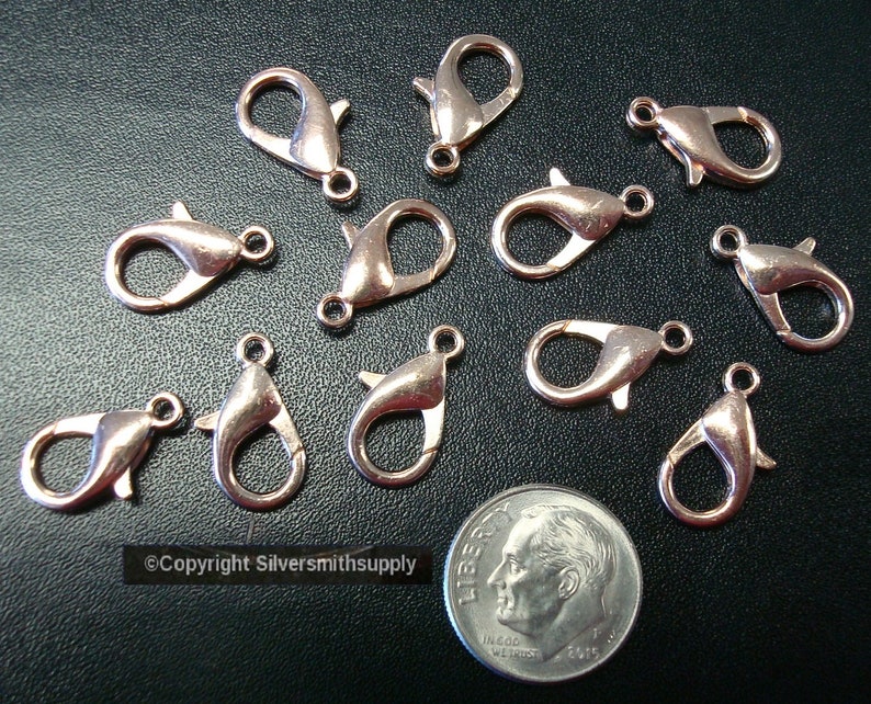 1 OR 10 Light Rose gold plated metal lobster claw parrot trigger jewelry clasps 16mm fpc380