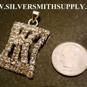 Swarovski Rhinestone Silver Plated Dimensional Pendant 35mmx20mm 5mm bail FPJ004 image 1