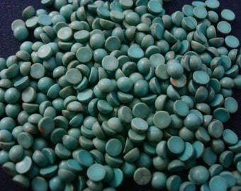 100 Turquoise cabochons 4mm round chalk turquoise treated domed flat backed cb011b