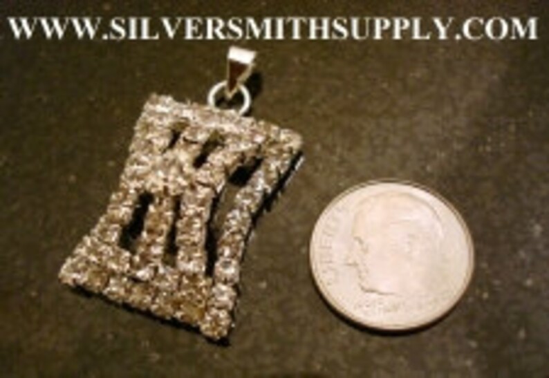 Swarovski Rhinestone Silver Plated Dimensional Pendant 35mmx20mm 5mm bail FPJ004 image 2