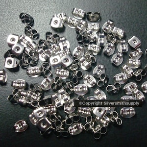 100 Surgical steel earring back butterfly post clutches wire nuts 4x6mm FPE020